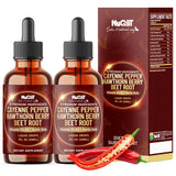 11in1 Cayenne Pepper Liquid Drops with Hawthorn Berry, Beet Root, Turmeric, Ginger and More - Nutrient Absorption - 2 Pack (60ml