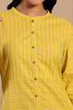 W Yellow Cotton Checked Straight-Long Kurta For Women Yellow 3Xl