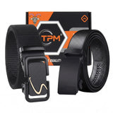 Tpm MenS Stylish Belt Combo Pack Of 2 | Heavy Duty Woven Belt | Automatic Metal Buckle Casual Belt For Men. Has272