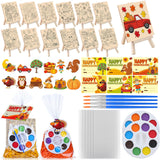 AceOrbit 87 Pcs/12 Set Thanksgiving Unfinished Wood Crafts Set Holiday Painting Gift Bulk Predrilled Wooden Ornaments Watercolor