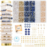 Xylise DIY Jewelry Making Kit, 1000+ Beads with Letters, Turquoise and Pearl Beads, Gold Charms, Bracelet Supplies (Blue dot Col