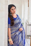 Glory Sarees Womens Banarasi Silk Saree With Blouse Piece (Banarasi_Saree133_Royalblue)