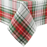 DII Tartan Plaid Collection Holiday Dining Table & Kitchen D cor, Square Christmas Tablecloth, 52x52, Red, Green & White
