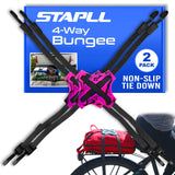 STAPLL Tack Strap - 4-Way Flat Bungee Cord with Rubber Pad Grip, Non-Slip Tie Down Straps for Motorcycle, ATV, Kayak, Cycling, C