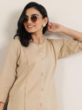 Libas Women'S Cotton Blend Solid Straight Kurti (29662_Beige_L)