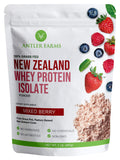 Antler Farms - 100% Grass Fed New Zealand Whey Protein Isolate, Mixed Berry Flavor, 30 Servings, 2 lbs - Delicious, Cold Process