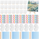 Qilery 24 Set 8 x 8 Inch Canvas Boards and Easel for Painting, Acrylic Paint Strips, Palettes, Brushes, Canvases Painting Kits f