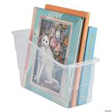 Fun Express Magazein and Book Organizers Set of 6 Clear Plastic Book Bins Storage Containers are Great for Work, Home Office