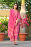Anni Designer Women'S Rayon Blend Straight Printed Kurta With Pant & Dupatta (Open-Pink_S_Pink_Small),Pink,S,Rayon Blend,Regular,Kurta, Scarf