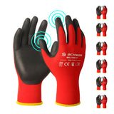 Schwer Ultra-Comfort Safety Work Gloves MicroFoam Nitrile Coated, Seamless Knit Nylon Glove for Men and Women, 6/12 Pairs, Abras
