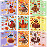 SEPGLITTER Thanksgiving Activities Stickers - 48 Sheets Fall Autumn Make a Turkey Face Stickers for Party Favors Gift Goodie Bag