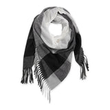FRINGE PLAID BLANKET SCARF BLACK & WHITE