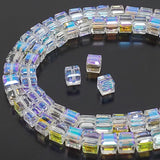 Chengmu 4mm Cube Crystal Blue Glass Beads for Jewelry Making 450pcs Faceted Square Crytal Spacer Beads for Bracelet Necklace Ear
