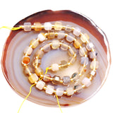 Malahill Wholesale Natural Faceted Stone Beads for Jewelry Making Sold per Bag 5 Strands Inside Cube Grey Stripe Agate 6mm