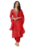 Libas Women'S Silk Blend Kurta Sets (400601_Red_Xl)