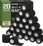 AZEN 20 Pack Self Adhesive Bandage Wrap Black, Black Athletic Tape, Vet Wrap, Tattoo Grip Tape Wrap, Ankle Tape, Cohesive Bandag