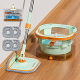 HoMettler Transparent Mop and Bucket Set | Spin Mop with DualTank Clean/Dirty Water Separation | 4 Microfiber Pads | Versatile