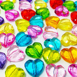 60Pcs Acrylic Heart Beads 20mm Transparent Multicolor Spacer Crystal Beads for for Jewelry Making, Bracelets, Necklaces, DIY Cra