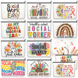 Kacctyen 10 Pcs Social Worker Appreciation Gifts for Women Social Worker Month Makeup Cosmetic Canvas Pouch Bags Portable Makeup