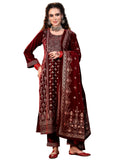 Libas Women'S Velvet Kurta Set (36963_Maroon