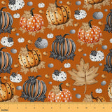 jejeloiu Fall Pumpkin Fabric by The Yard Happy Fall Yall Upholstery Fabric for Chairs Thanksgiving Decor Waterproof Indoor Outd