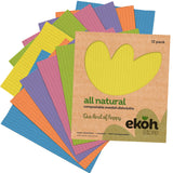 Swedish Dish Cloths Compostable Sponge Cloth 12 Pack | Solid Assorted Happy Colours | Reusable Cleaning Hand Towel Bulk Buy | fo