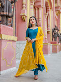 Gosriki Women'S Rayon Regular Kurta And Palazzos & Dupatta (Keri Blue_M-Go Medium),Blue,,B08W1TW1BV