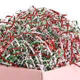 UNIQOOO 1/2 LB Metallic Red Green White Crinkle Cut Paper Shredded Filler, Christmas Peppermint Candy Cane Raffia Tissue Zig, St
