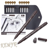 KEMYR 10 Micro Fine liner Drawing Art Pens Calligraphy Pens: 0.05mm-1.0mm Size Art supplies Waterproof Archival brown Ink Marker