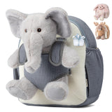 Moonkie Hug & Go Elephant Toddler Backpack - Soft Plush Bag with Take-Along Toy for Boys Aged 2-4 | Ideal for Daycare | Travel &