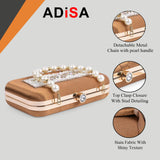 Adisa Beaded Formal Party Clutch With Gold Chain For Women And Girls (Cl108-Cop),Copper,,B0CYHS26MG