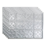 FASDE Traditional Style/Pattern 10 Decorative Vinyl 18in x 24in Backsplash Panel in Brushed Aluminum (5 Pack)