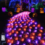 Pooqla 360 LED Halloween Net Lights Outdoor, 21 ft x 5 ft Connectable Mesh String Lights 8 Modes Waterproof Plug in for Hallowee