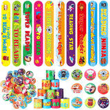 Frienda 60 Pcs Love to Read Slap Bracelets with Button Pins Reading Bracelets Badges for Classroom Teacher Rewards Prize Sunday