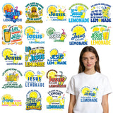 Shejdgart Dtf Transfers Ready to Press - 20 Pcs Jesus Christian Iron on Patches for T-Shirts, Lemon Iron on Transfer Stickers, H