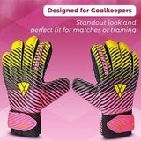 Vizari Saturn F.P. Goalkeeper Gloves W/ Finger Support – Pink/Yellow