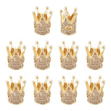 NBEADS 10 Pcs Cubic Zirconia King Crown Beads, 12x10mm Gold CZ Spacer Charm Beads for Bracelet Necklace DIY Jewelry Making