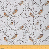 Feelyou Birds Upholstery Fabric by The Yard, Cute Birds Tree Branches Reupholstery Fabric for Chairs, Farmhouse Nature Leaves Bo