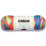 Caron Simply Soft Paints Yarn (4) Medium Worsted Gauge 100% Acrylic 5oz Rainbow Bright Machine Wash & Dry