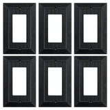 6-Pack Classic Beadboard Decorator Wall Plate Cover, Matte Black Decorative Switch Plates and Outlet Covers, Durable Unbreakable