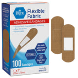 MED PRIDE Hypoallergenic Latex Free Fabric Adhesive Bandages, Nonstick Pad, Sterile, Individually Wrapped (1 x 3 - 100 Count