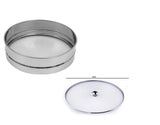 Blue Earth Stainless Steel Sieve Set/Flour Chalni Food Strainers/Atta Chalni with Stainless Steel Net Cover Lid | Multi Purpose
