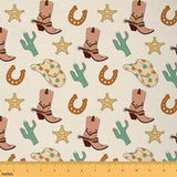 Feelyou Western Decor Upholstery Fabric for Chairs 10 Yards Wild Western Cowboy Fabric by The Yard for Kids Boys Decor Cowboy Bo