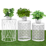 HFHOME Set of 3 Heavy-Duty Round End Table, Side Table, Coffee Table for Indoor Multifunctional Use, Outdoor Decorative Garden S