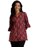 Libas Women'S Cotton Floral A-Line Kurti (268420R Maroon