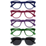 OPULIZE POP Reading Glasses and Reading SunGlasses for Women Men,Retro Round, Smooth Matt Blue, Pink, Purple, Green, Grey Sun +1