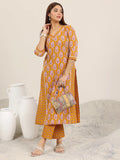Libas Women'S Cotton Floral Kurta Set (400451_Mustard_Xl)