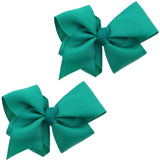 3 Inch Grosgrain Bow for Little Girls- Set of 2 (Teal Green)