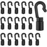 ZHOUBIN Shock Cord End Hooks for 3/16 inch to 1/4 inch, Black Plastic Bungee Cord Terminal Hooks, 16 Pcs
