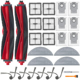 Accessory Kit Compatible with Roborock Q10 S5+ Robot Vacuum, 26Pack Replacement Parts with 2 Main Brushes, 4 Mop Pads, 6 Filter